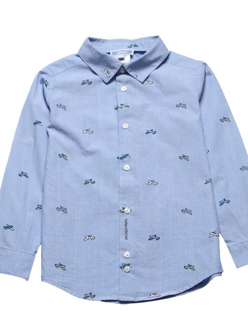 Jacadi Pale Blue Button-Down Shirt with Airplane new